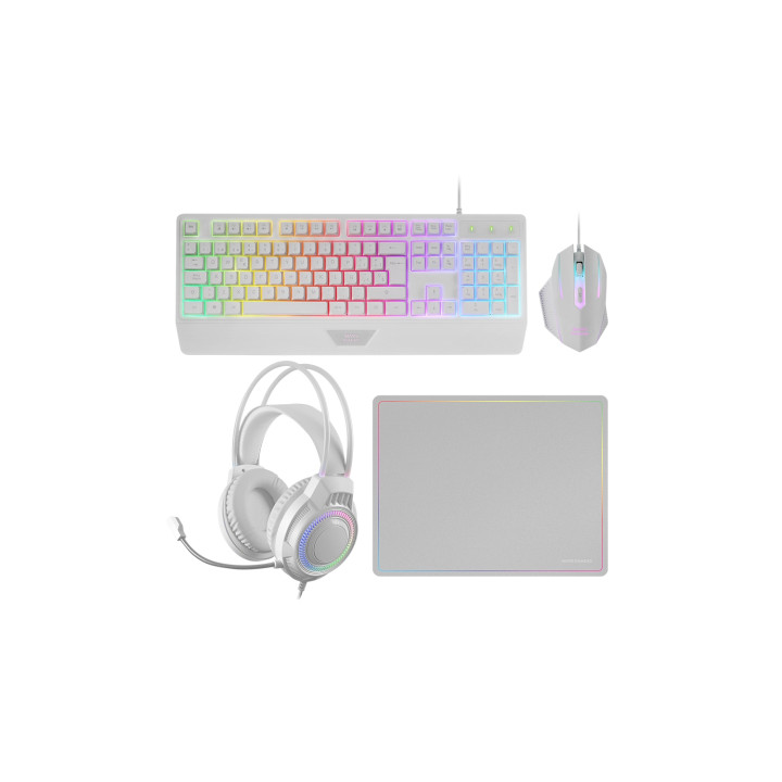 Mars Gaming MCP124PRO, Combo Gaming 4en1, Teclado RGB H-Mech con Reposamuñecas, Ratón RGB 3200DPI y Switches HUANO,...