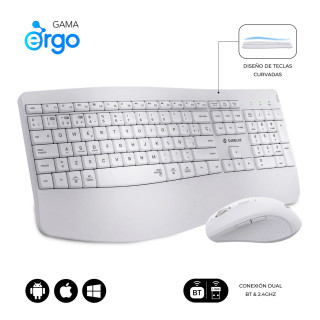 SUBBLIM Teclado con ratón COMBO DUAL OFFICE PROWAVE WHITE