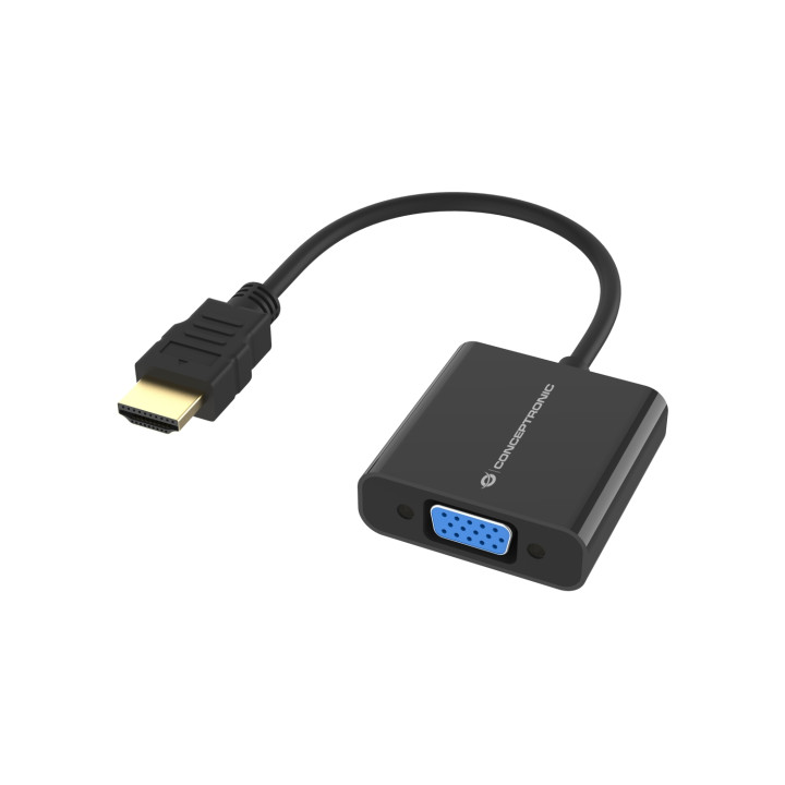 Conceptronic ABBY20B adaptador de cable de vídeo 0,25 m HDMI tipo A (Estándar) VGA (D-Sub) Negro