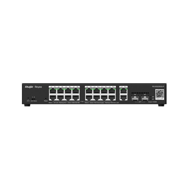Ruijie Networks RG-ES220GS-P switch Gestionado L2 Gigabit Ethernet (10/100/1000) Energía sobre Ethernet (PoE) Negro