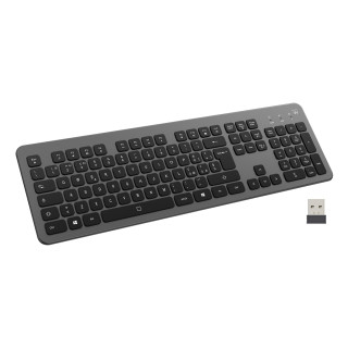 Ewent EW3296 teclado Universal RF inalámbrica + USB QWERTY Español Negro, Gris