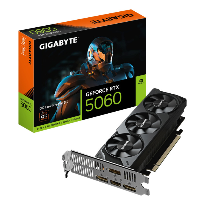 GIGABYTE GeForce RTX 5060 OC Low Profile 8G Tarjeta Gráfica - 8GB GDDR7, 128bit, PCI-E 5.0, 2512 MHz Frecuencia del...