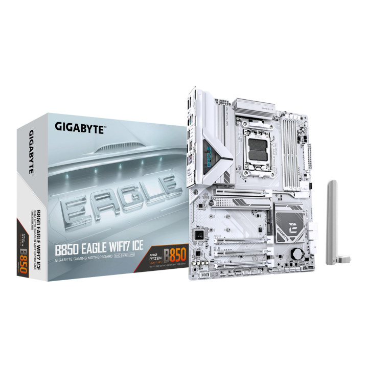GIGABYTE B850 EAGLE WIFI7 ICE Placa base - Procesadores AMD Ryzen serie 9000, VRM digital de 8+2+2 fases, hasta 8200...