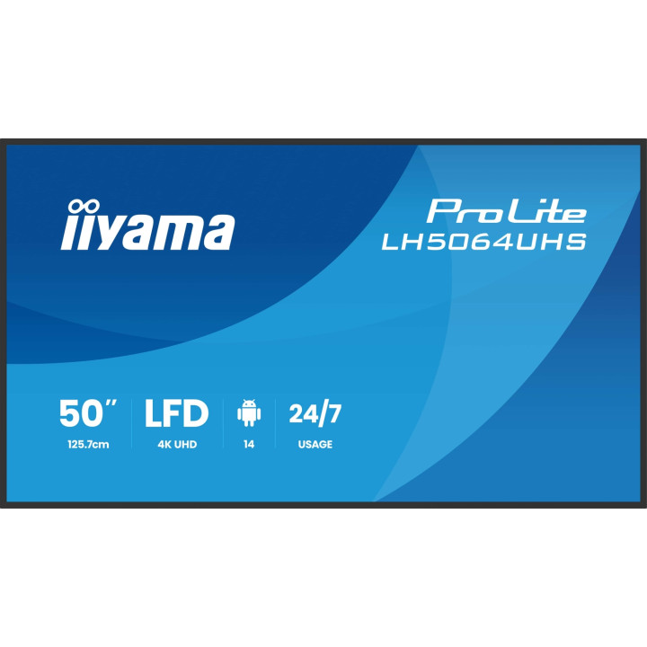 iiyama LH6564UHS-B1AG pantalla de señalización Pantalla plana para señalización digital 165,1 cm (65") Wifi 500 cd / m²