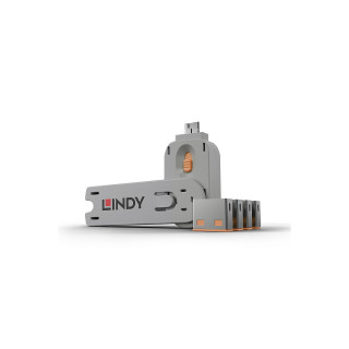 Lindy 40453 bloqueador de puerto Bloqueador de puerto + clave USB tipo A Naranja Acrilonitrilo butadieno estireno (ABS)