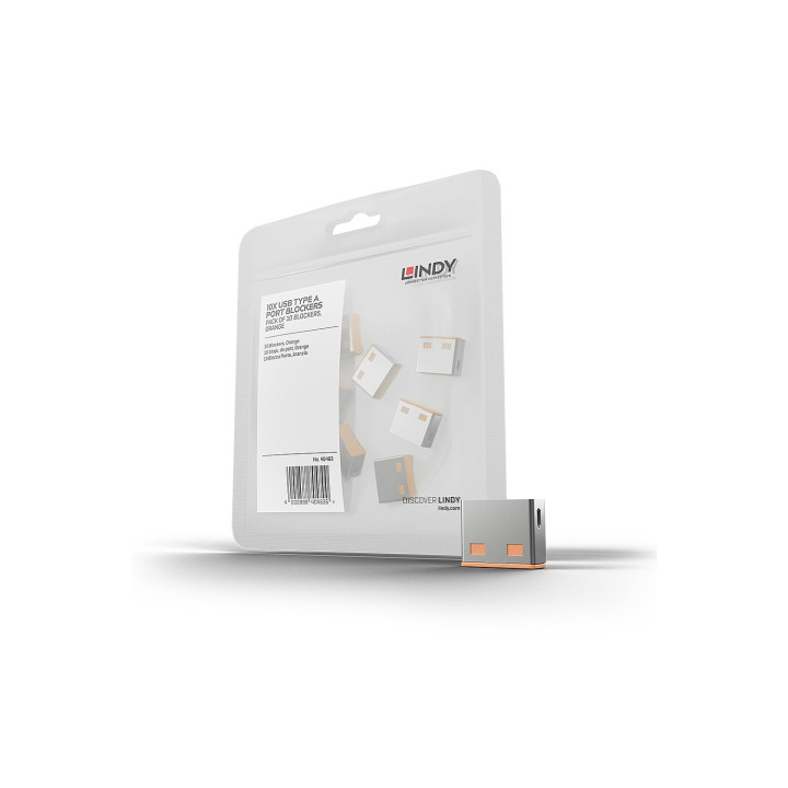 Lindy 40463 bloqueador de puerto USB tipo A Naranja Acrilonitrilo butadieno estireno (ABS) 10 pieza(s)