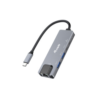 Equip 133496 Adaptador multifunción 5 en 1, 2,5 GbE, USB-A x 2, USB-C x 1, USB-C , 100 W USB PD