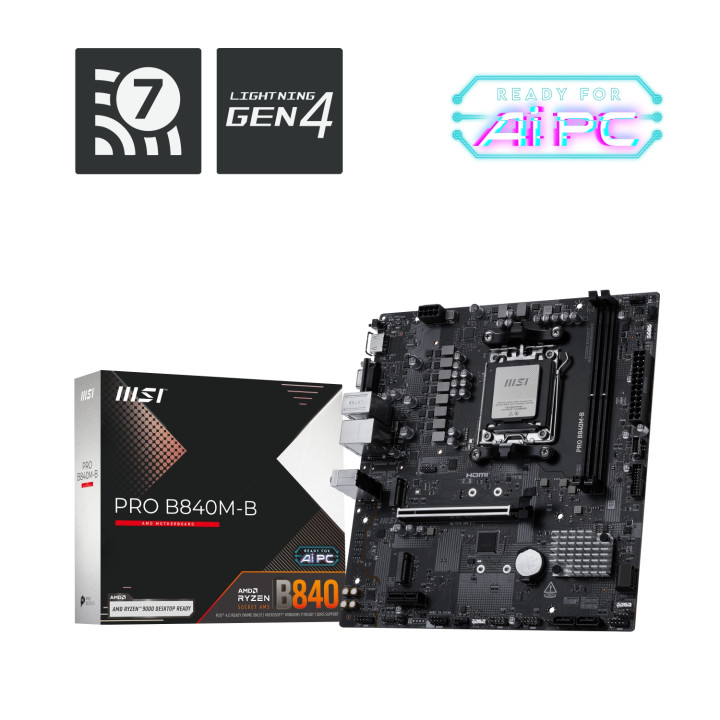 MSI PRO B840M-B placa base AMD B840 Zócalo AM5 micro ATX