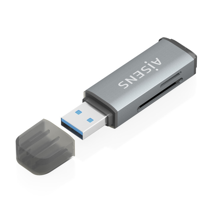 AISENS Lector De Tarjetas SD, Micro SD, MMC, Rs-MMC, MMC Micro, USB-A, Gris