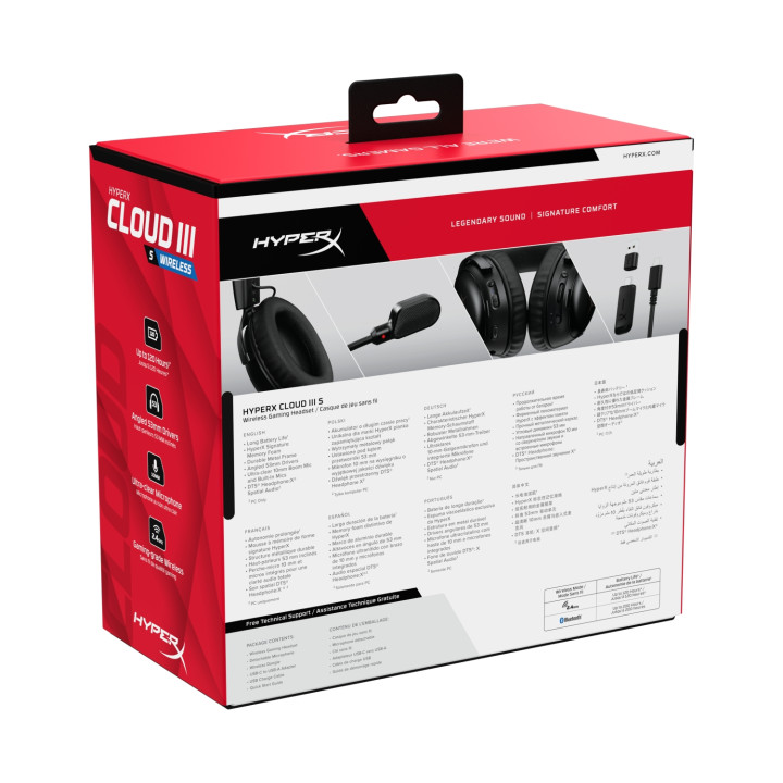 HyperX Auriculares gaming inalámbricos Cloud III S negros-rojos