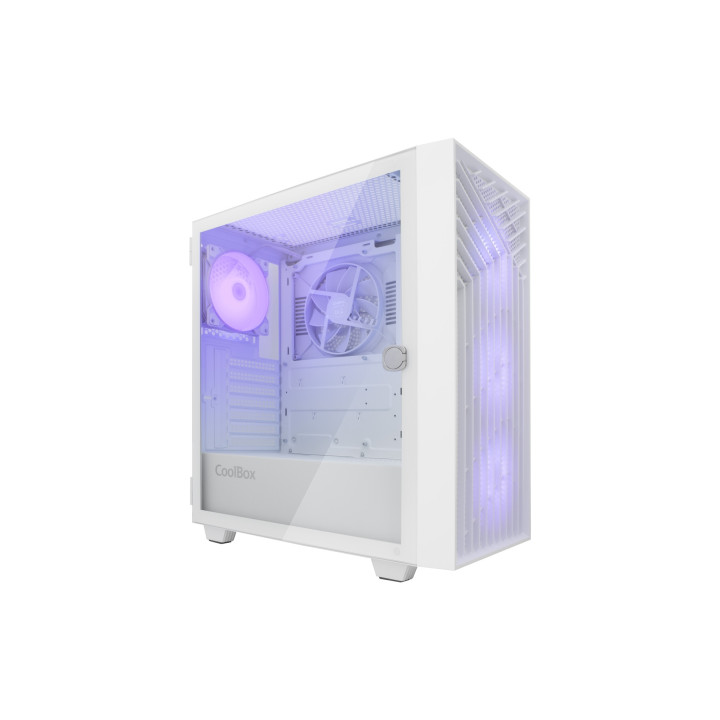 CoolBox GAMING CAJA ATX GA300 GRIDLINE ARGB WHITE USB-C 3.2 GEN1 SIN FTE + 5 VENTILADORES