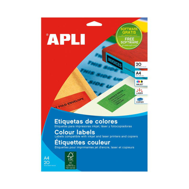 APLI 12993 etiqueta de impresora Rojo Etiqueta para impresora autoadhesiva