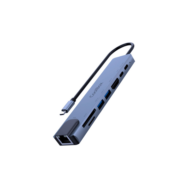 CoolBox MINIDOCK C81 ALUMINIO USB-C A HDMI 4K/2xUSB-A/PD 100W/USB-C/SD/MICROSD/RJ45