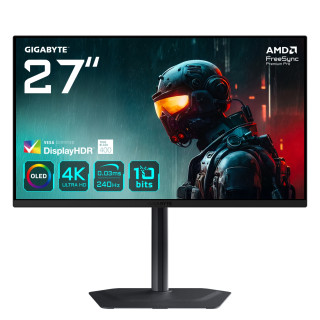 GIGABYTE MO27U2 OLED 4K UHD Gaming Monitor - 3840 x 2160, 240Hz, 0,03 ms, 1000 cd/m², Display HDR True Black 400, HDMI