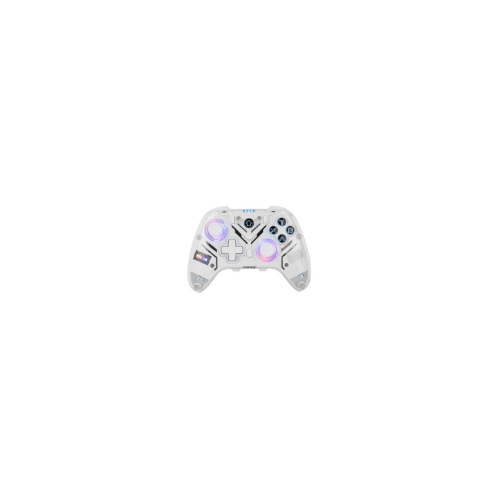 Krom NXKROMKRYSTAL mando y volante Transparente, Blanco Bluetooth/USB Palanca de mando Digital Android, Nintendo...