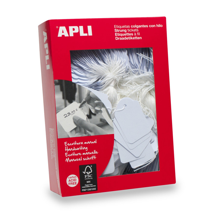 APLI 00390 etiqueta sin adhesivo 500 pieza(s) Blanco Rectángulo