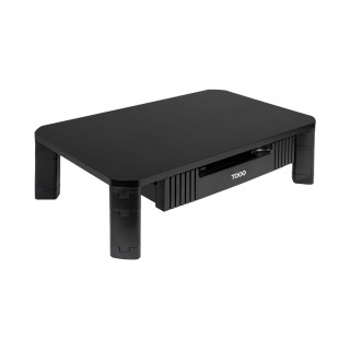 TooQ Soporte Elevador Multiusos con Cajón para Monitor/Portátil, Negro