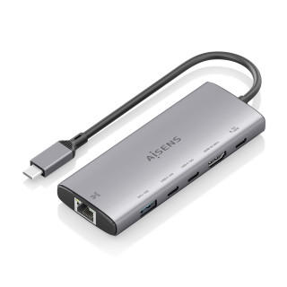 AISENS USB-C Dock 6 en 1, USB-C a 1xHDMI, 1xRJ45, 1xUSB-A 10G, 2xUSB-C 10G, 1xUSB-C PD, Gris, 20cm