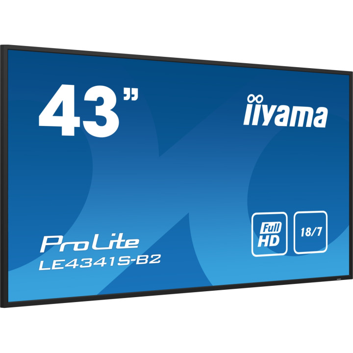 iiyama PROLITE LE4341S-B2 Pantalla plana para señalización digital 108 cm (42.5") LCD 350 cd / m² Full HD Negro 18/7