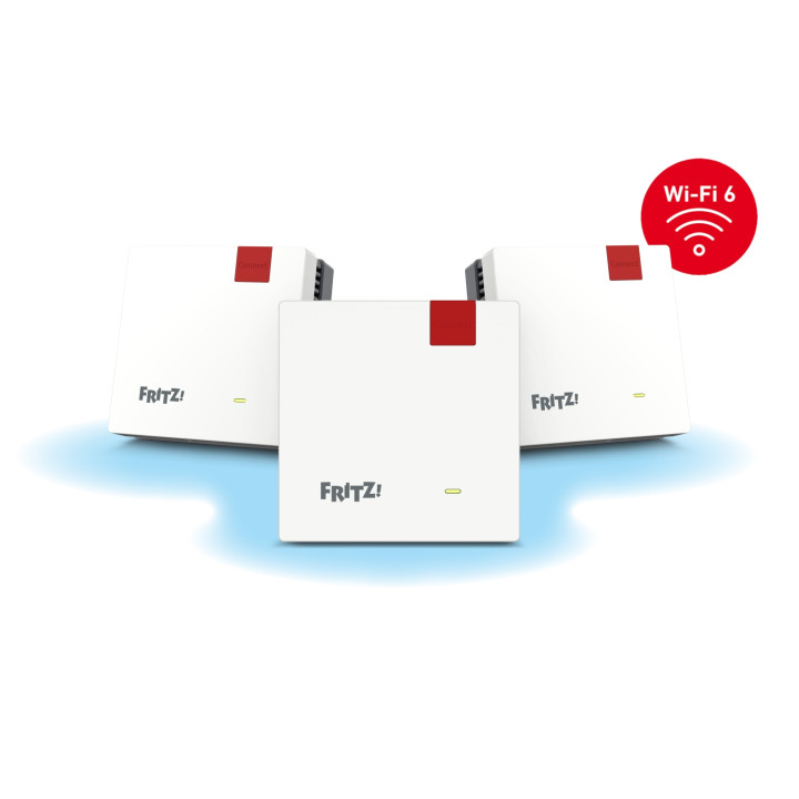 Mesh Set FRITZMESH SET 1600 3-PACK EDITION INTERNATIONAL Doble banda (2,4 GHz / 5 GHz) Wi-Fi 6 (802.11ax) Rojo, Blanco