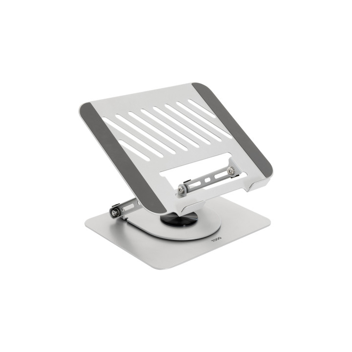 TooQ Soporte Elevador con rotación 360° y ajustable, para dispositivos de 11”-17”, Color Plata