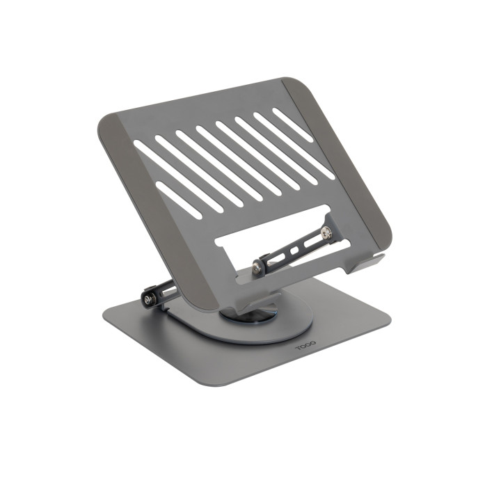 TooQ Soporte Elevador con rotación 360° y ajustable, para dispositivos de 11”-17”, Color Gris Oscuro