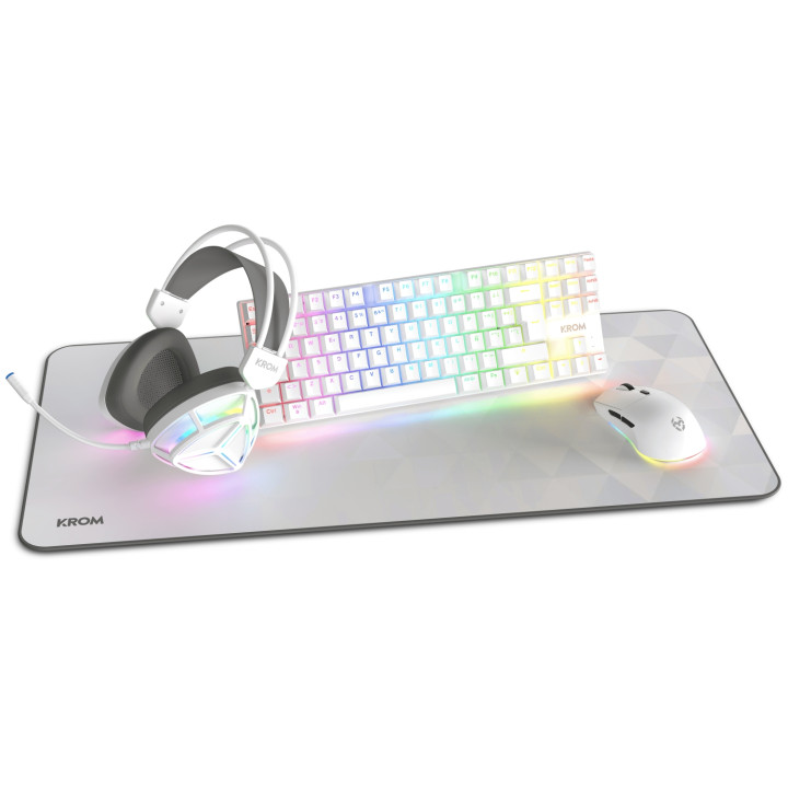 Krom NXKROMKLASS teclado Ratón incluido Juego USB QWERTY Inglés Blanco