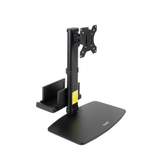 TooQ Soporte de mesa para pantallas 17”-27” con soporte integrado para CPU Ligera
