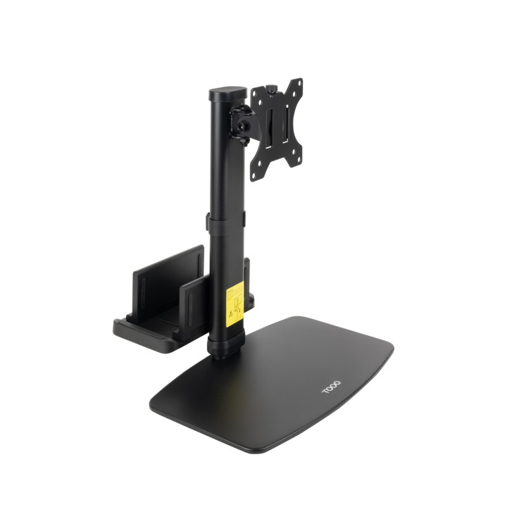 TooQ Soporte de mesa para pantallas 17”-27” con soporte integrado para CPU Ligera