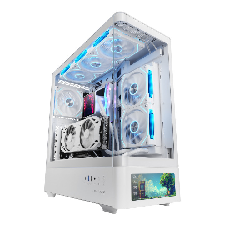 Mars Gaming MCLCDPROW carcasa de ordenador Midi Tower Blanco