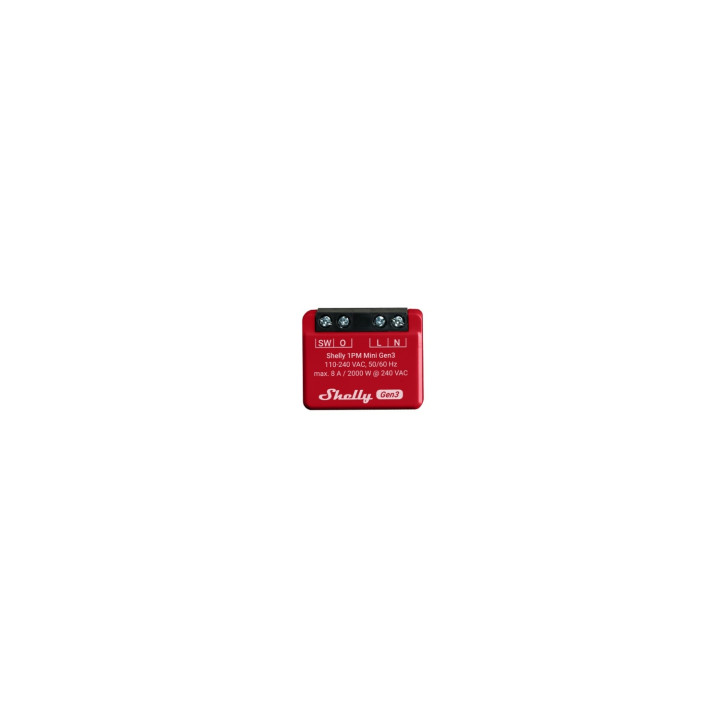Shelly 1PM Mini Gen3 Interruptor inteligente 1P Rojo