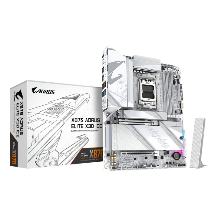 GIGABYTE X870 AORUS ELITE X3D ICE Placa Base - Compatible con procesadores AMD Ryzen 9000, VRM digital de 16+2+2 fases,