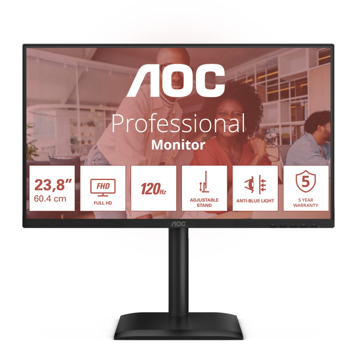 AOC E4 24E4CV pantalla para PC 60,5 cm (23.8") 1920 x 1080 Pixeles Full HD LED Negro