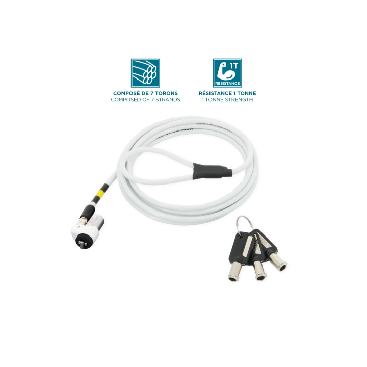 Mobilis 001325 cable antirrobo Blanco 1,8 m