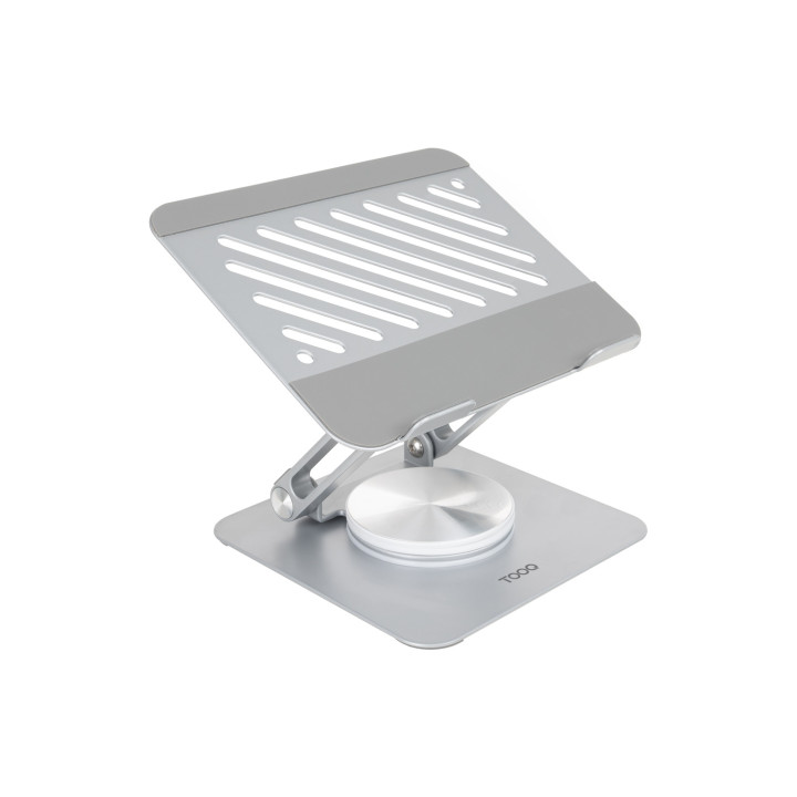 TooQ Soporte de Sobremesa con rotación 360° y ajustable para dispositivos de hasta 13”, Color Plata