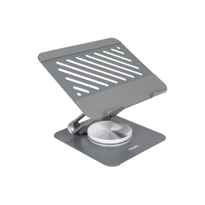 TooQ Soporte Elevador con rotación 360° y ajustable, para dispositivos de hasta 13”, Color Gris Oscuro