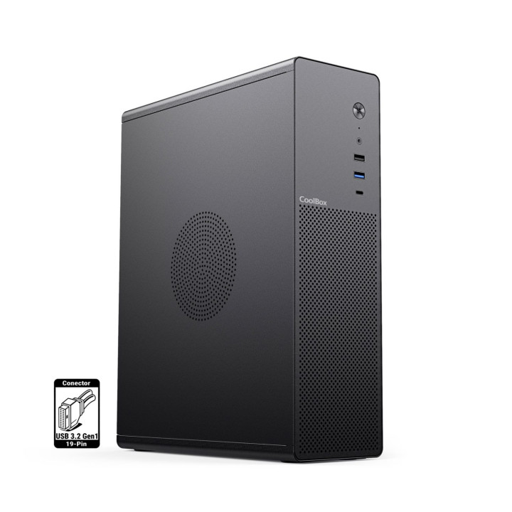 CoolBox CAJA MATX SLIM T100 USB-C 3.2 GEN1 FULL METAL S/FTE + 1 VENT. 90MM