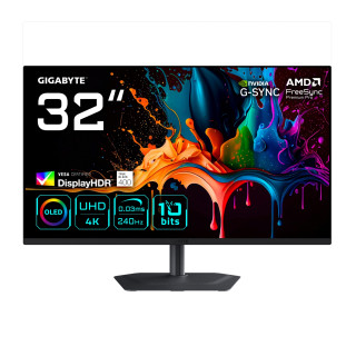 GIGABYTE MO32U2 Monitor Gaming OLED 32” 4K UHD - 3840 x 2160, 240Hz, 0.03ms, 250 cd/m², G-Sync Compatible, FreeSync...