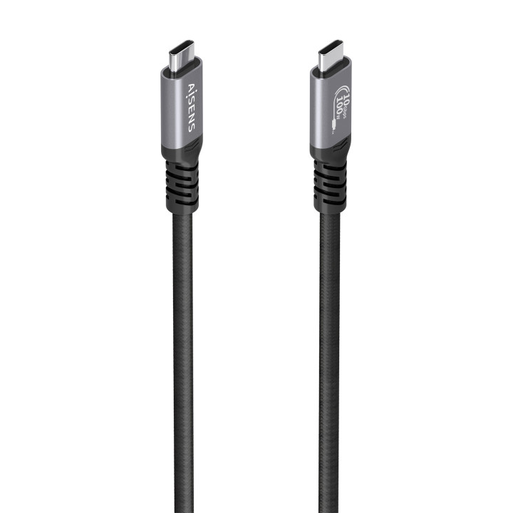 AISENS Cable USB 3.2 Gen2 Aluminio 10Gbps 8K@30Hz 5A 100W E-Mark, Tipo USB-C/M-USB-C/M, Negro, 4.0m