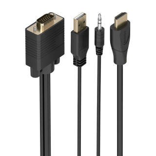 AISENS Cable Conversor SVGA+Audio a HDMI, SVGA/M+Jack 3.5/M+USB-A/M-HDMI A/M, Negro, 2.0m