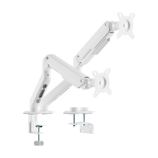 AISENS Soporte de Mesa Eco Contrapeso Giratorio e Inclinable para Monitor/TV 9kg (3 PIVOTES, 2 BRAZOS) de 17-32, Blanco