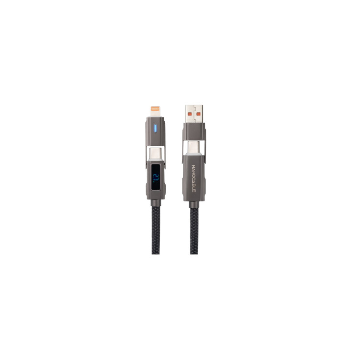 Nanocable 10.01.2501 cable USB 1 m USB A/USB C USB C/Lightning Negro