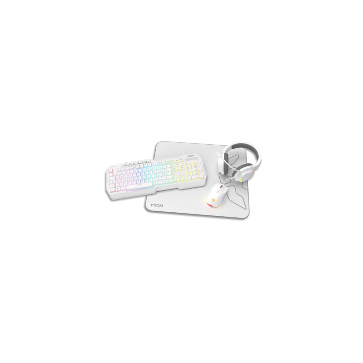 Krom Kenta 4 in 1 RGB Gaming Kit, Blanco