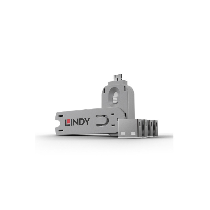 Lindy 40454 bloqueador de puerto Bloqueador de puerto + clave USB tipo A Blanco Acrilonitrilo butadieno estireno (ABS)