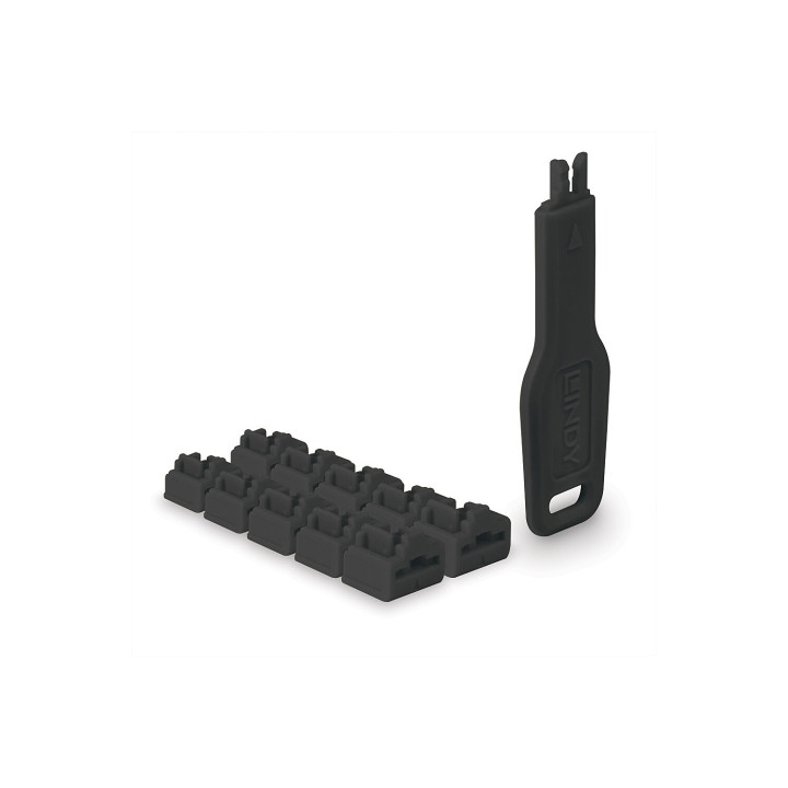 Lindy 47891 bloqueador de puerto Bloqueador de puerto + clave RJ-45 Negro Acrilonitrilo butadieno estireno (ABS) 10...