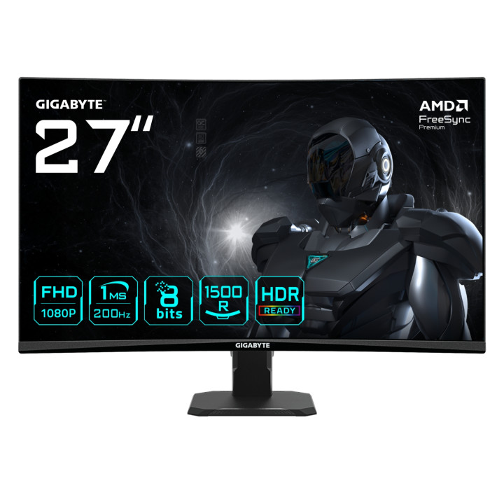 GIGABYTE GS27FCA Monitor gaming curvo 27" FHD - 1920 x 1080, 200Hz, 1ms, 250 cd/m², FreeSync Premium, HDR Ready, HDMI...