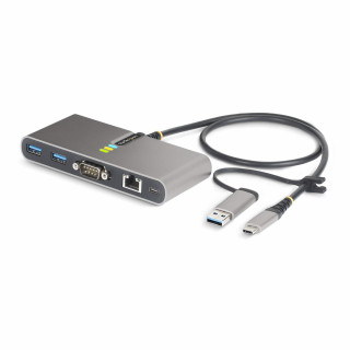 StarTech.com Hub Ladrón USB-C de 2 Puertos USB-A de 5Gbps con Red RJ45 Ethernet Gigabit y Puerto Serie DB9 RS232 FTDI -