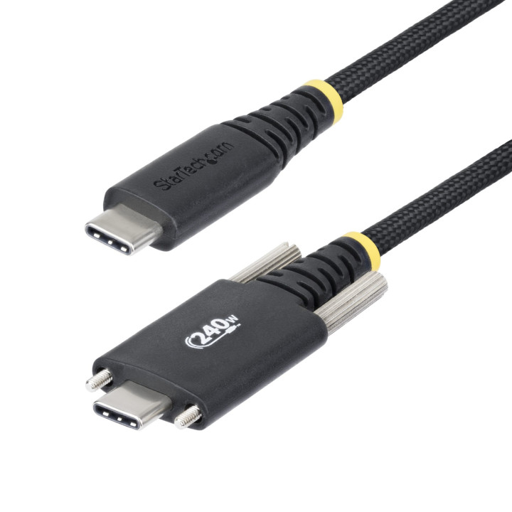 StarTech.com Cable de Carga USB-C de 2m con Fijación por Tornillo Lateral - Cable Cargador USB Tipo C - PD EPR 240W 5A