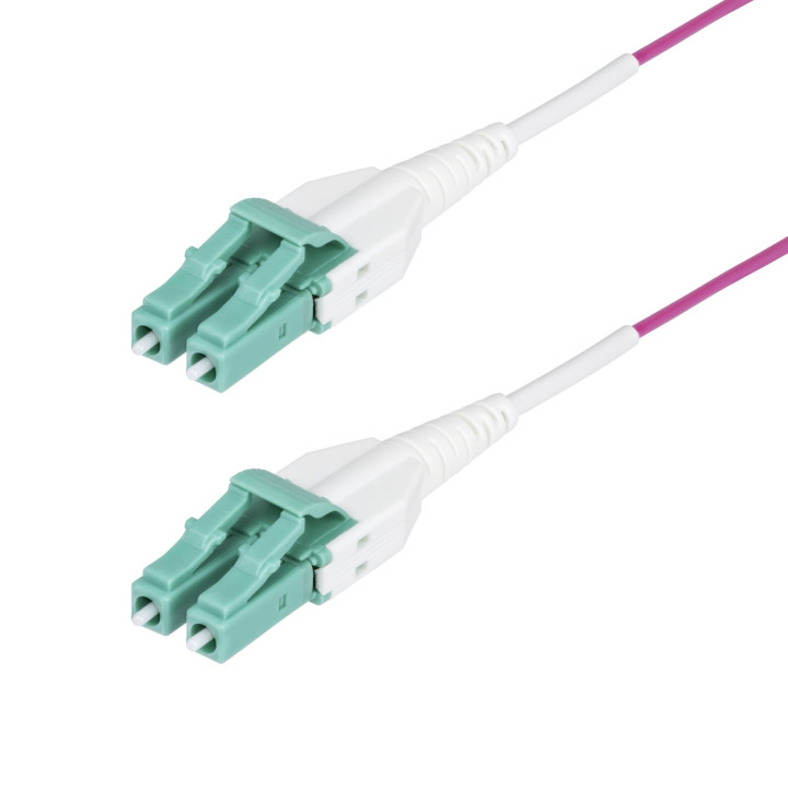 StarTech.com Cable de Fibra Óptica Multimodo OM4 LC a LC UPC de 2m - 50/125µm - 40G/100G - Violeta Érica - LOMMF/VCSE -