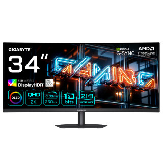 GIGABYTE MO34WQC36 Monitor Gaming Curvo 34” WQHD - 3440 x 1440, 360Hz, 0.03ms, KVM, 300 cd/m², FreeSync Premium Pro,...
